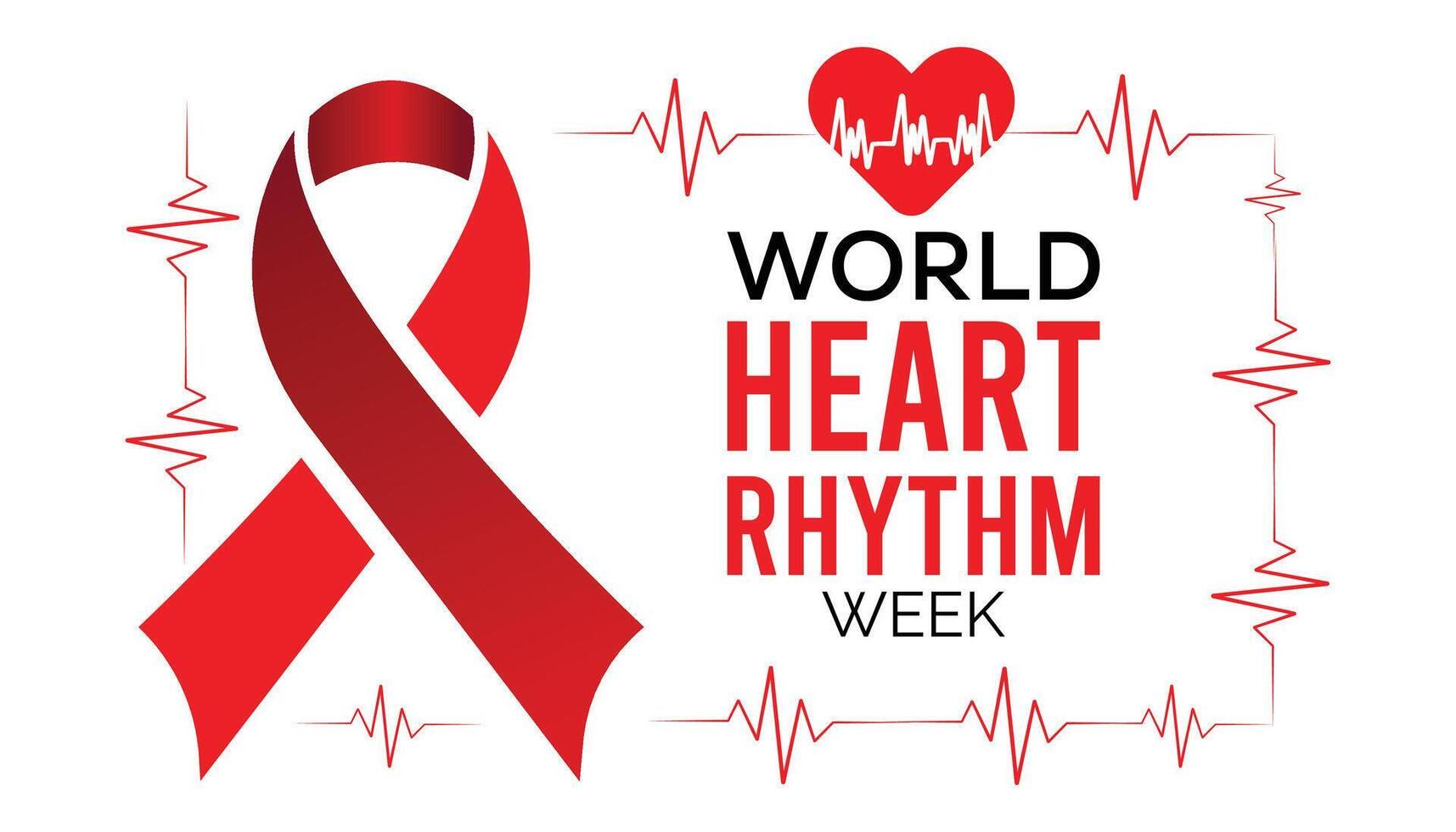 World Heart Rhythm Week observed every year in June. Template for background, banner, card, poster with text inscription. vector