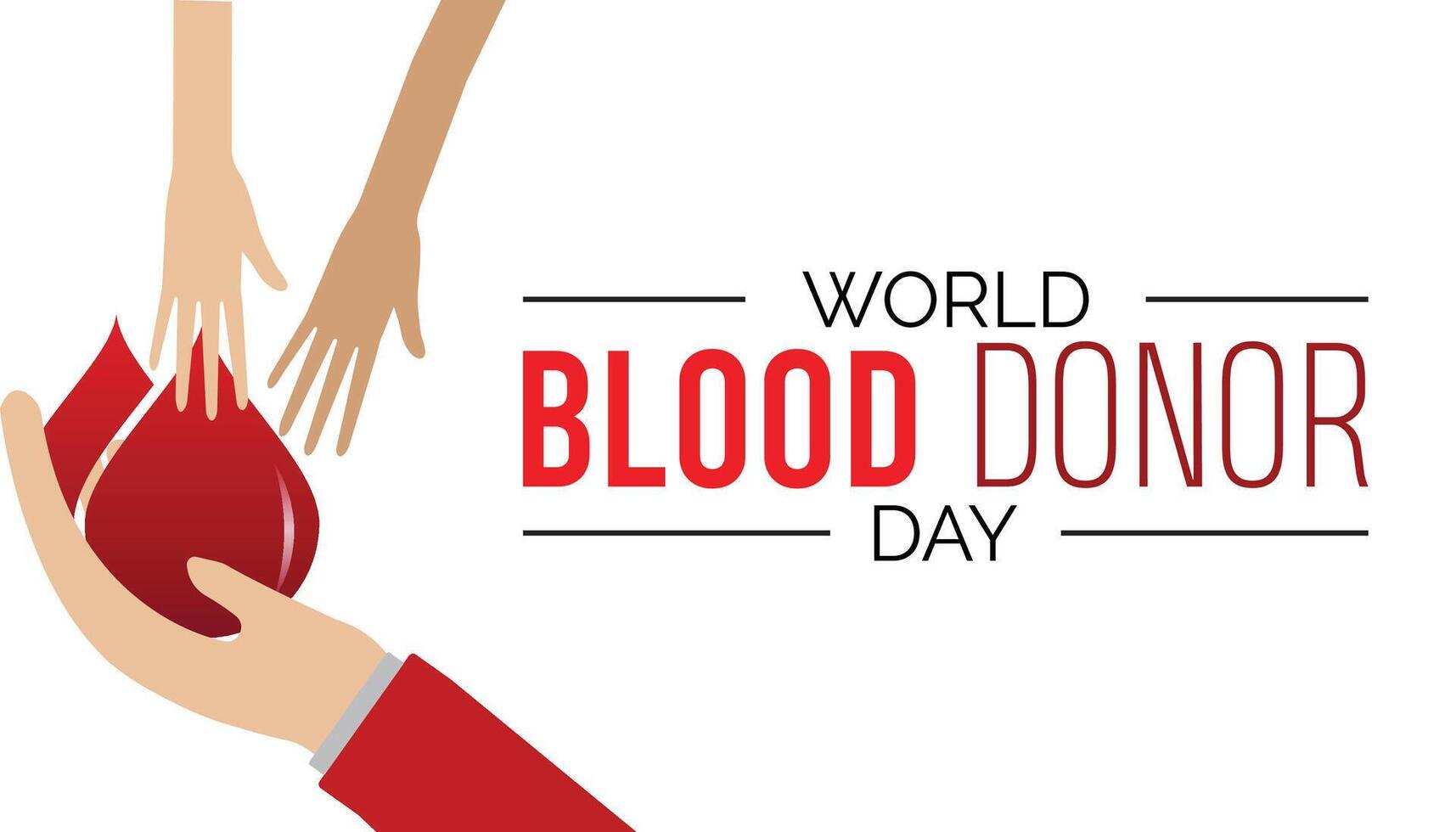 mundo sangre donante día observado cada año en junio. modelo para fondo, bandera, tarjeta, póster con texto inscripción. vector