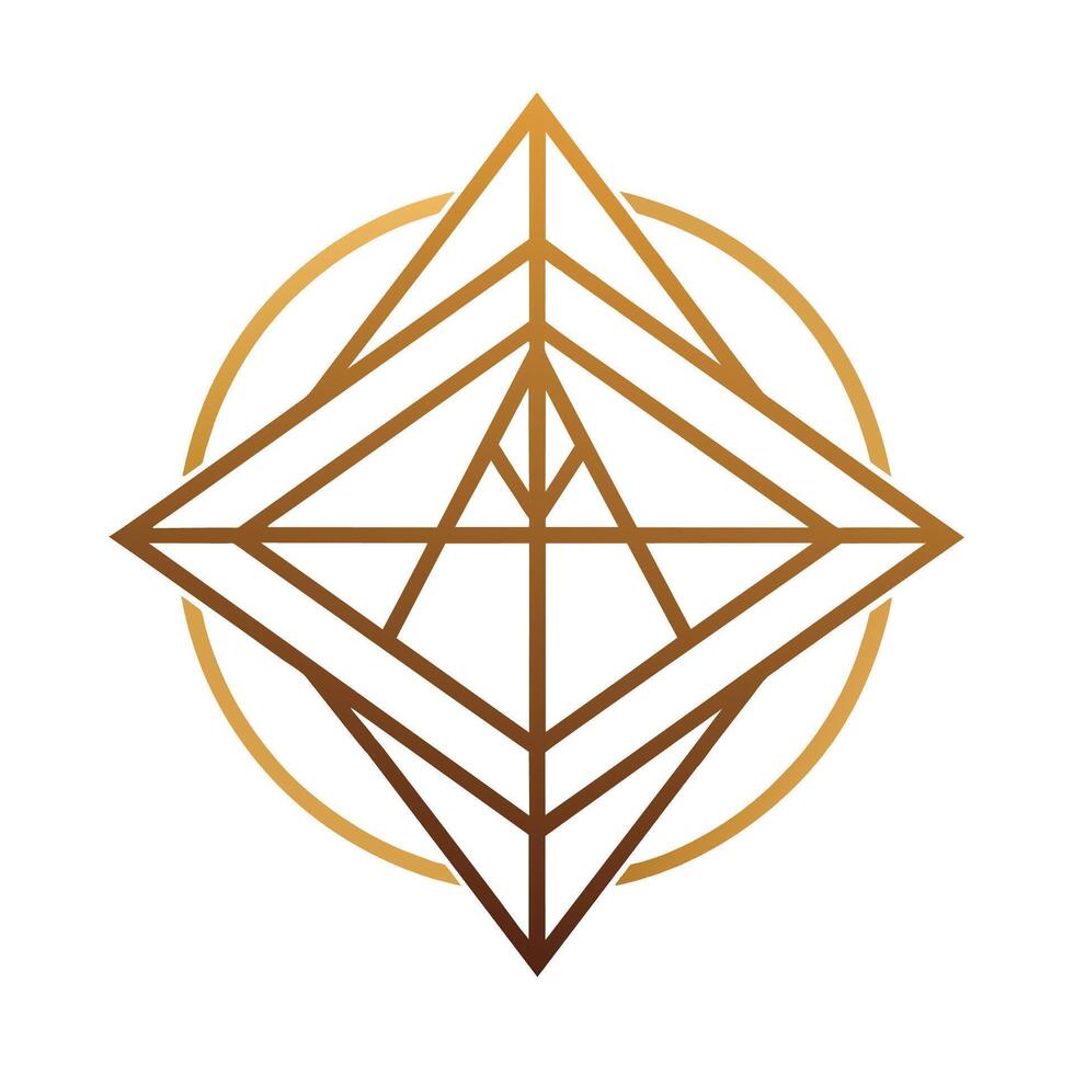 Detailed golden geometric design is displayed on a stark white background, Embrace the minimalist aesthetic by simplifying your architectural forms and features vector