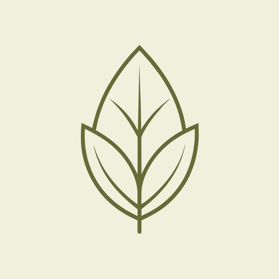 A green leaf stands out against a plain white background, A minimalist logo featuring a single line drawing of a leaf vector