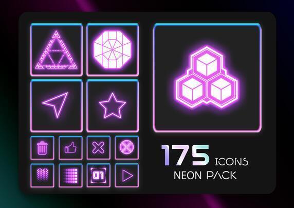 175 Neon Icons Pack bundle