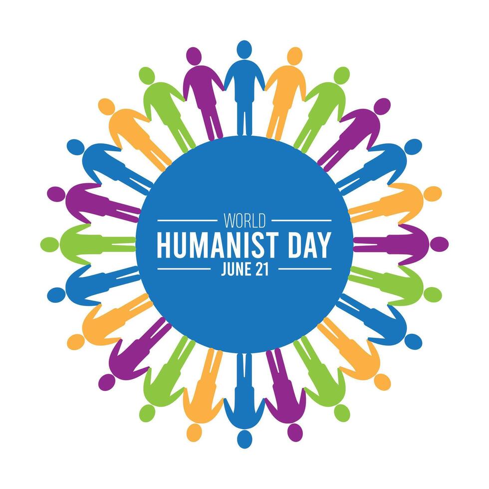 World Humanist Day observed every year in June. Template for background, banner, card, poster with text inscription. vector