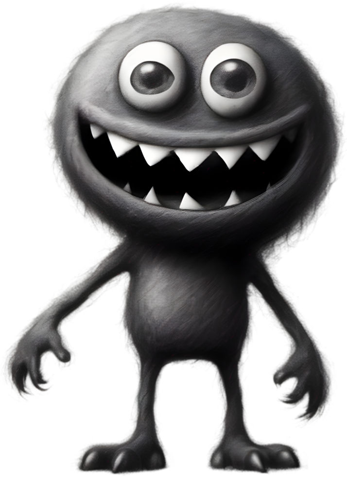 Pencil sketches of a cute monster. Ai-generated. png