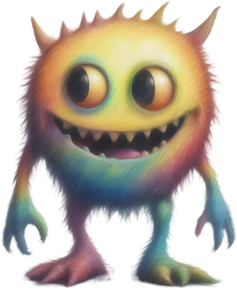 Pencil sketches of a cute monster. Ai-generated. png