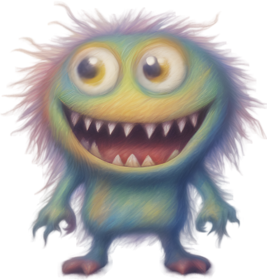 crayon croquis de une mignonne monstre. ai-généré. png