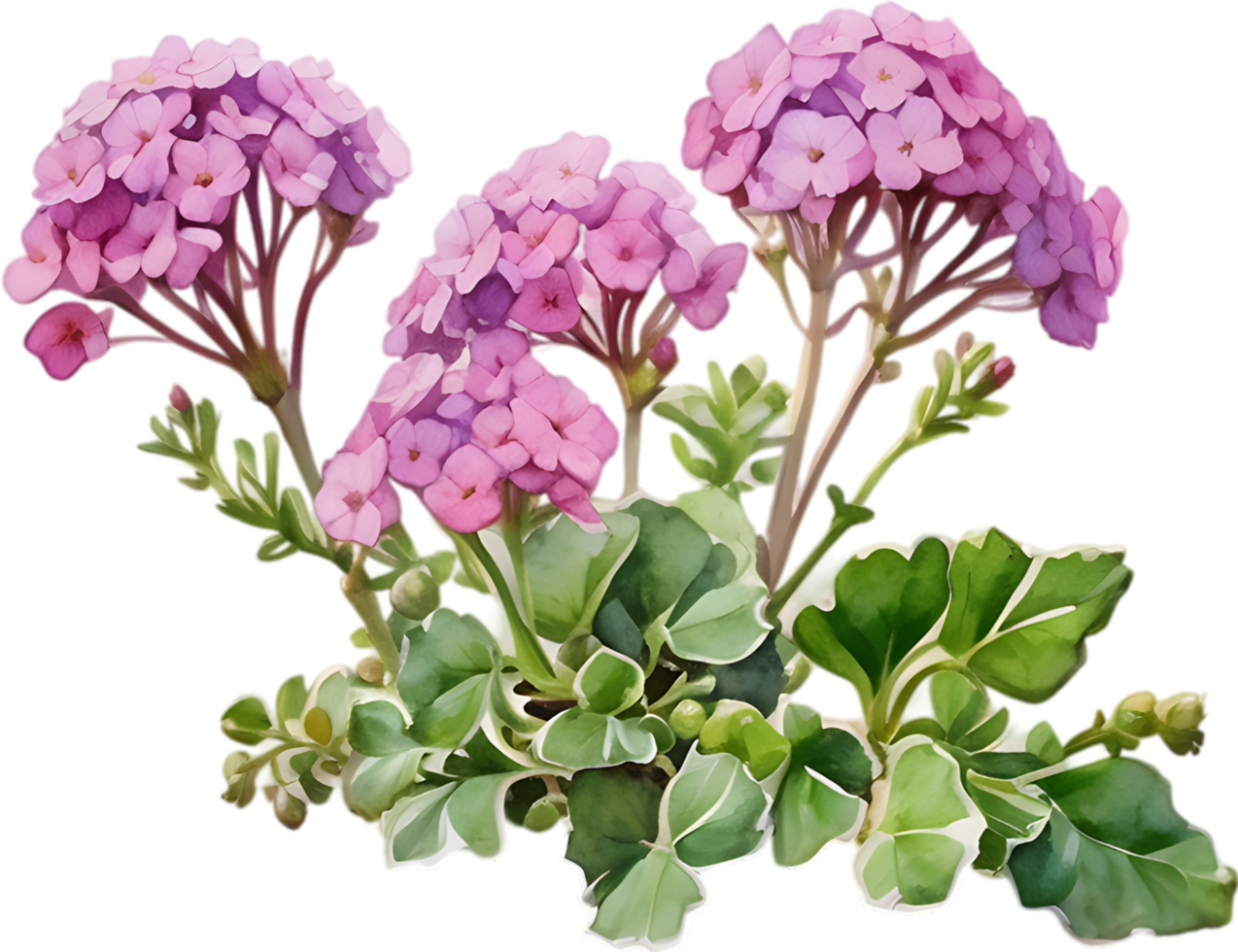 Close-up of a blooming desert sand verbena flower. AI-Generated. png