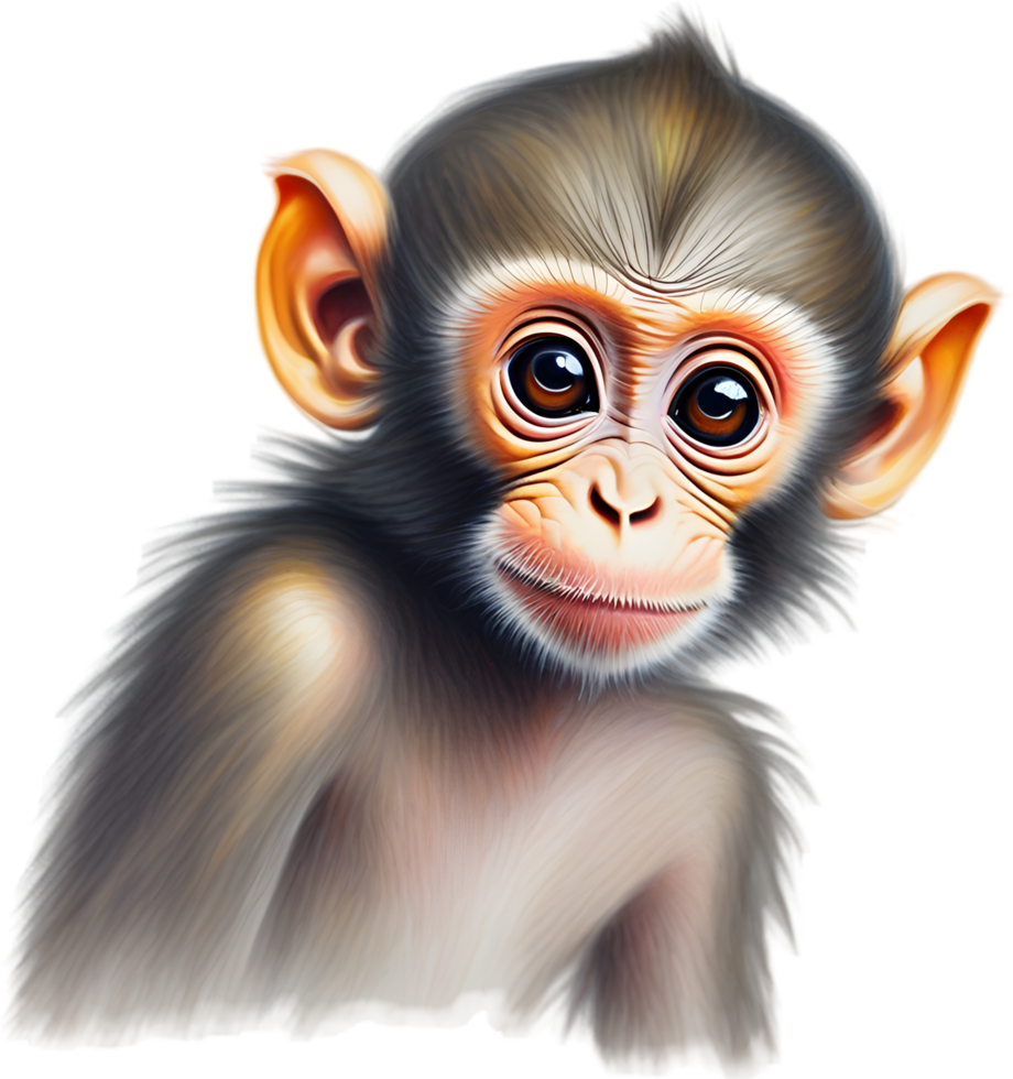 Pencil sketches of a cute baby monkey. Ai-generated. png