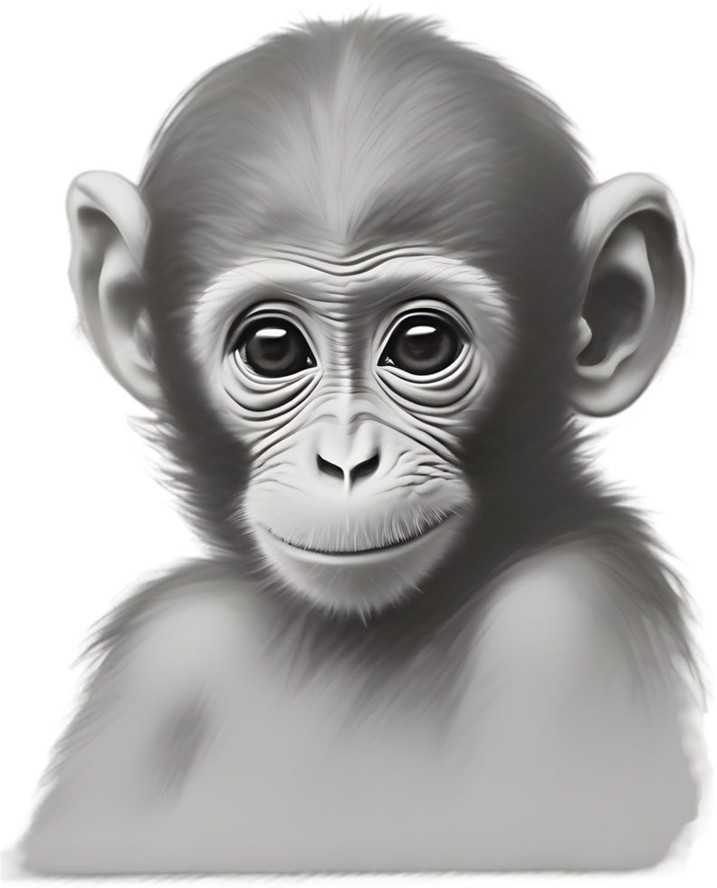 Pencil sketches of a cute baby monkey. Ai-generated. png