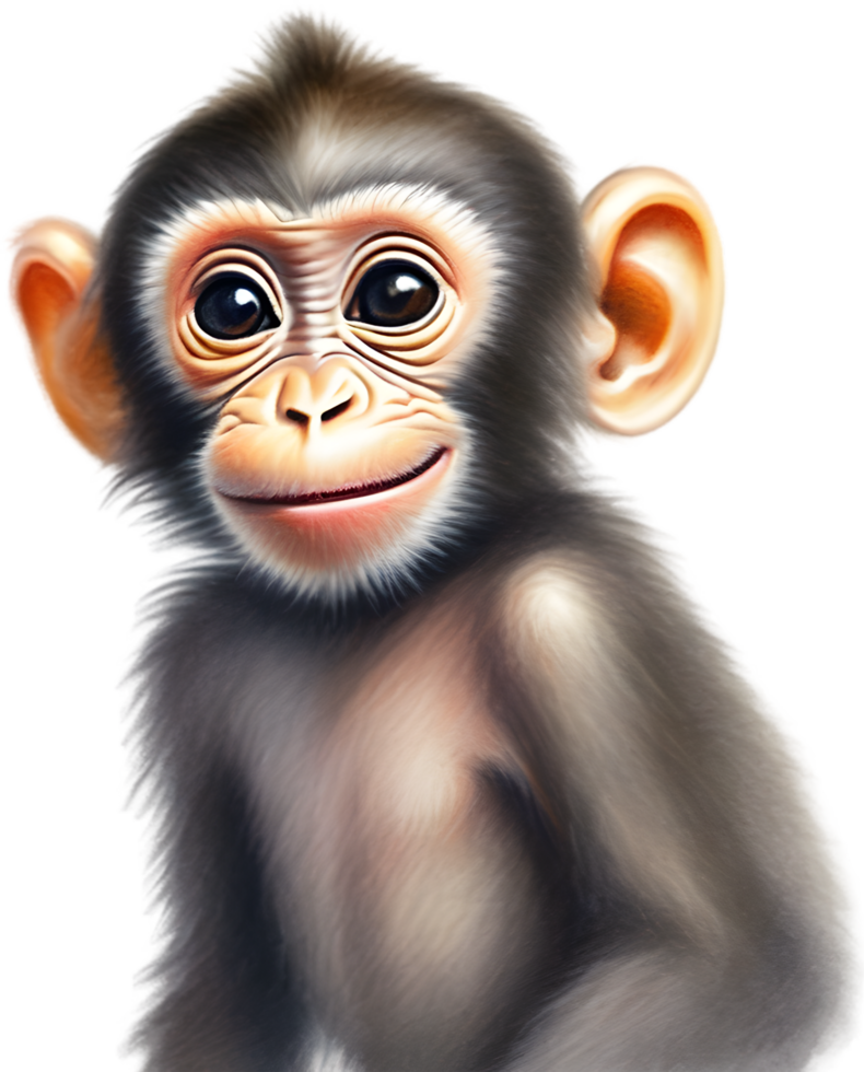 Pencil sketches of a cute baby monkey. Ai-generated. png