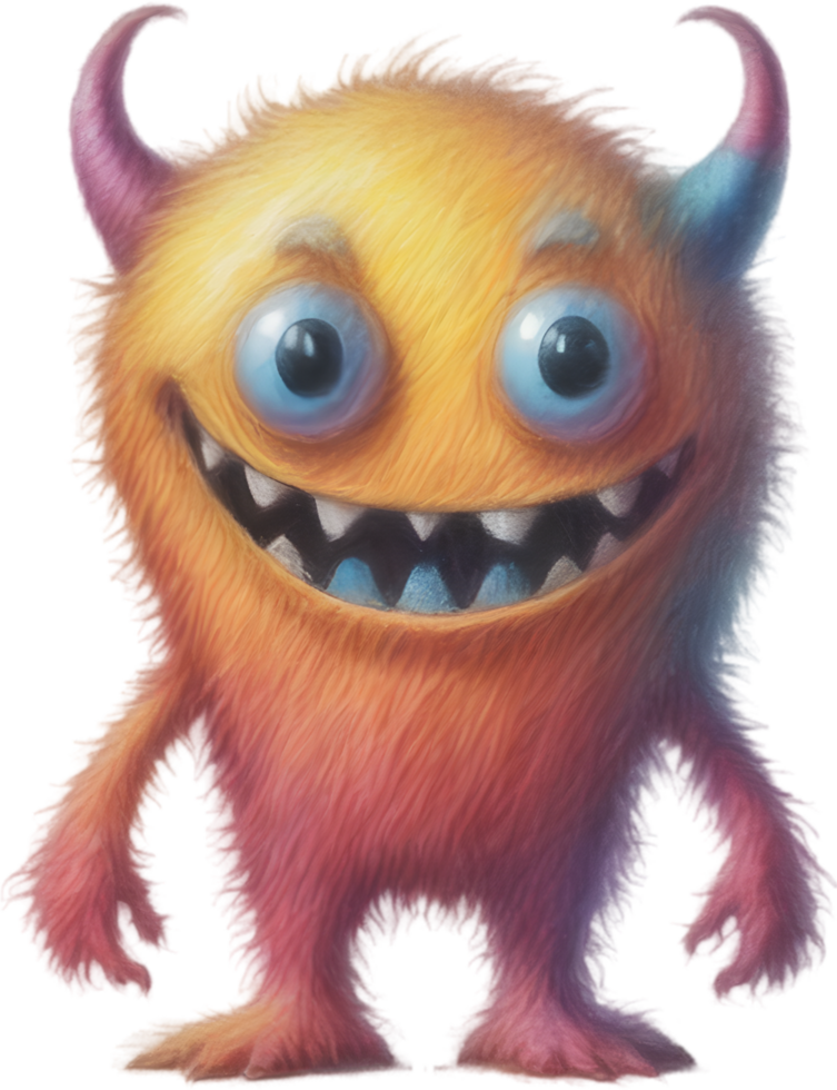 Pencil sketches of a cute monster. Ai-generated. png