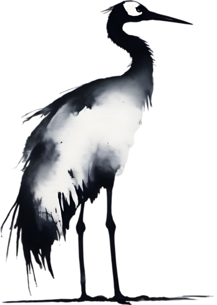 Silhouette portrait of a crane bird. Ai-generated. png