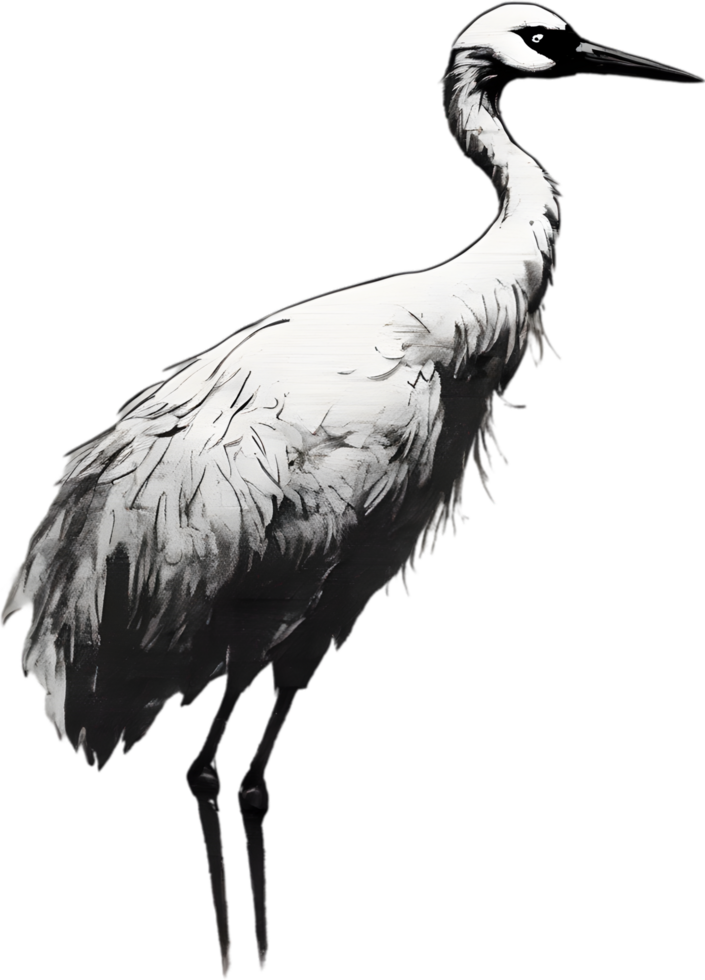 Silhouette portrait of a crane bird. Ai-generated. png