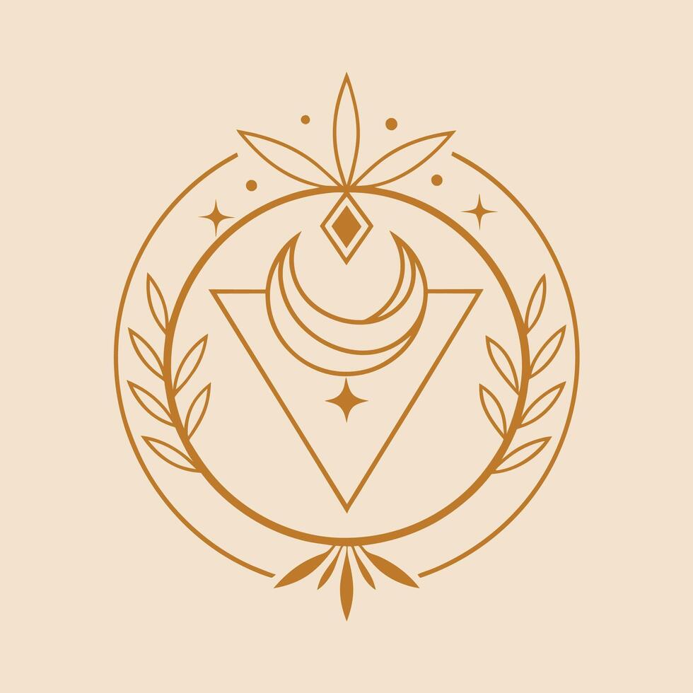A golden circle with a flower and a star at the center, designed as a minimalist emblem for handmade jewelry, Create a minimalist emblem for a handmade jewelry e-commerce business vector
