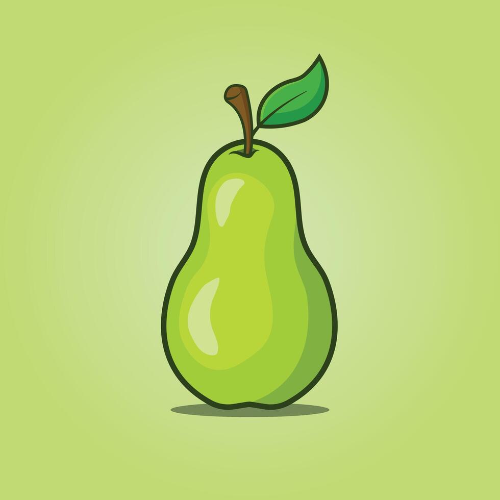 Whole green pear and half slice illustration design vector
