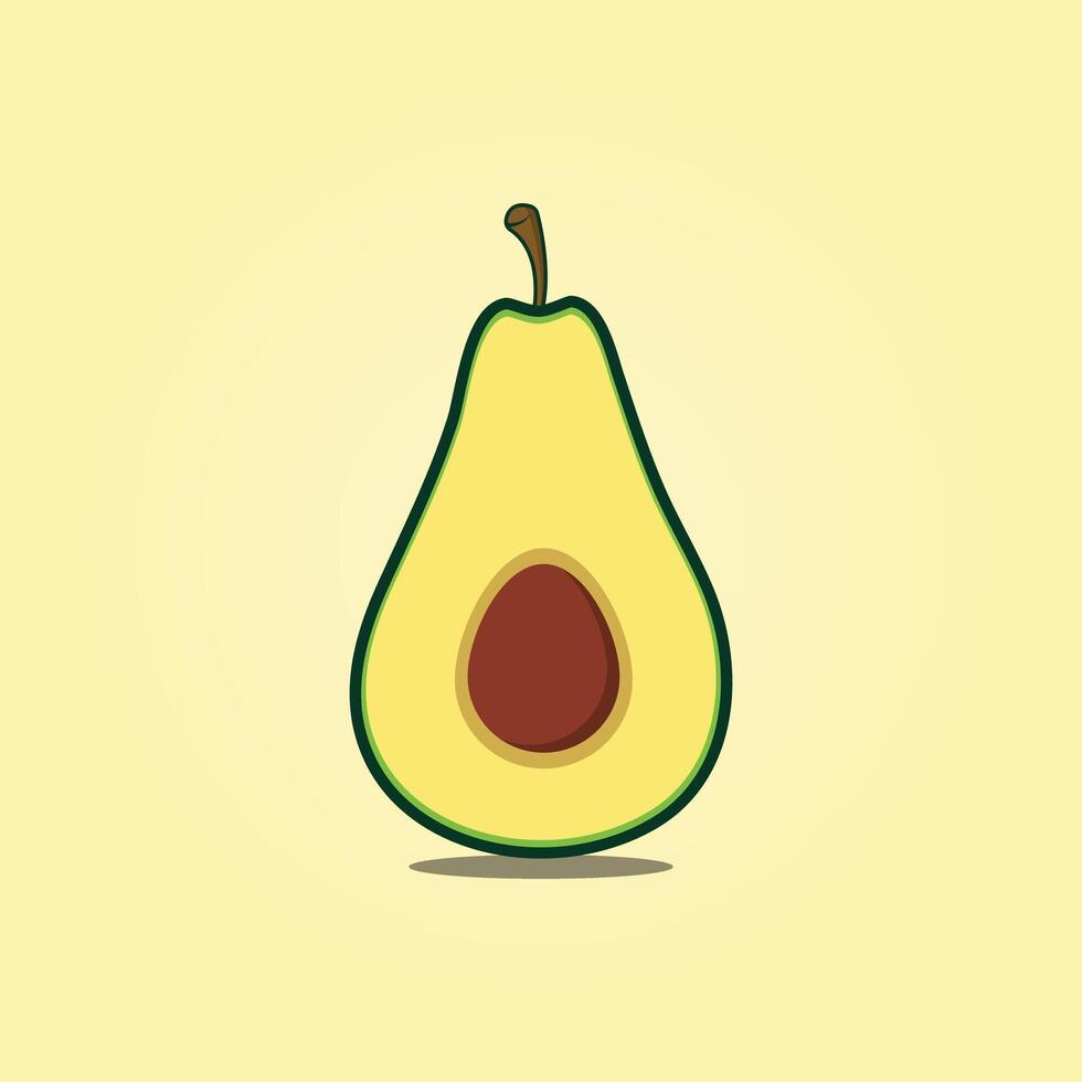 Green avocado and half slice illustration design vector