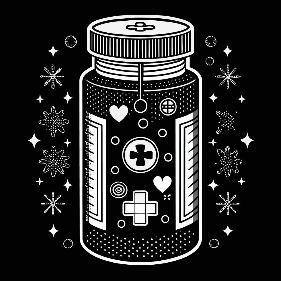 A jar with a cross design on it sitting amidst snowflakes, A minimalist marble design with clean lines and a monochromatic color scheme vector