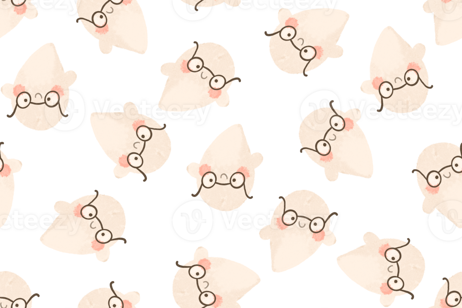 Seamless pattern with cartoon ghosts. Ghost with glasses. Halloween background. Cartoon design png