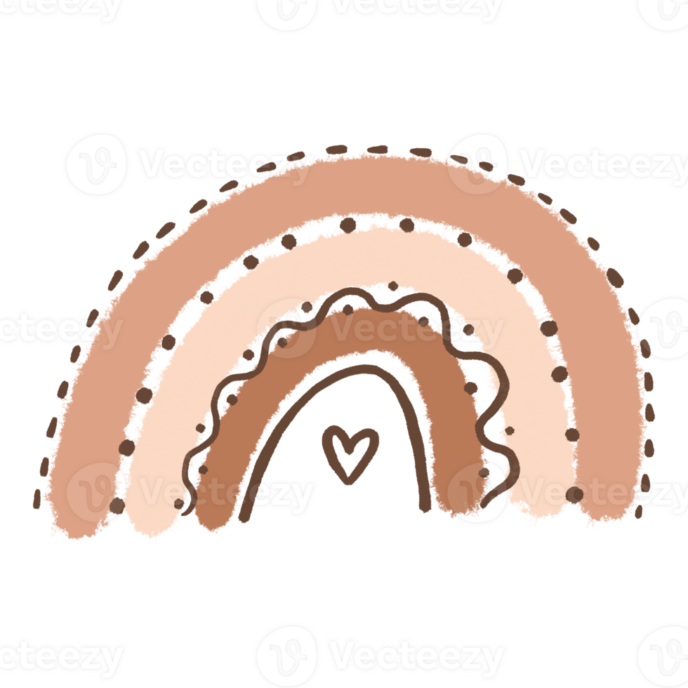 Cute cartoon rainbows. Simple drawing in Scandinavian style. Hand drawn illustration on isolated background png