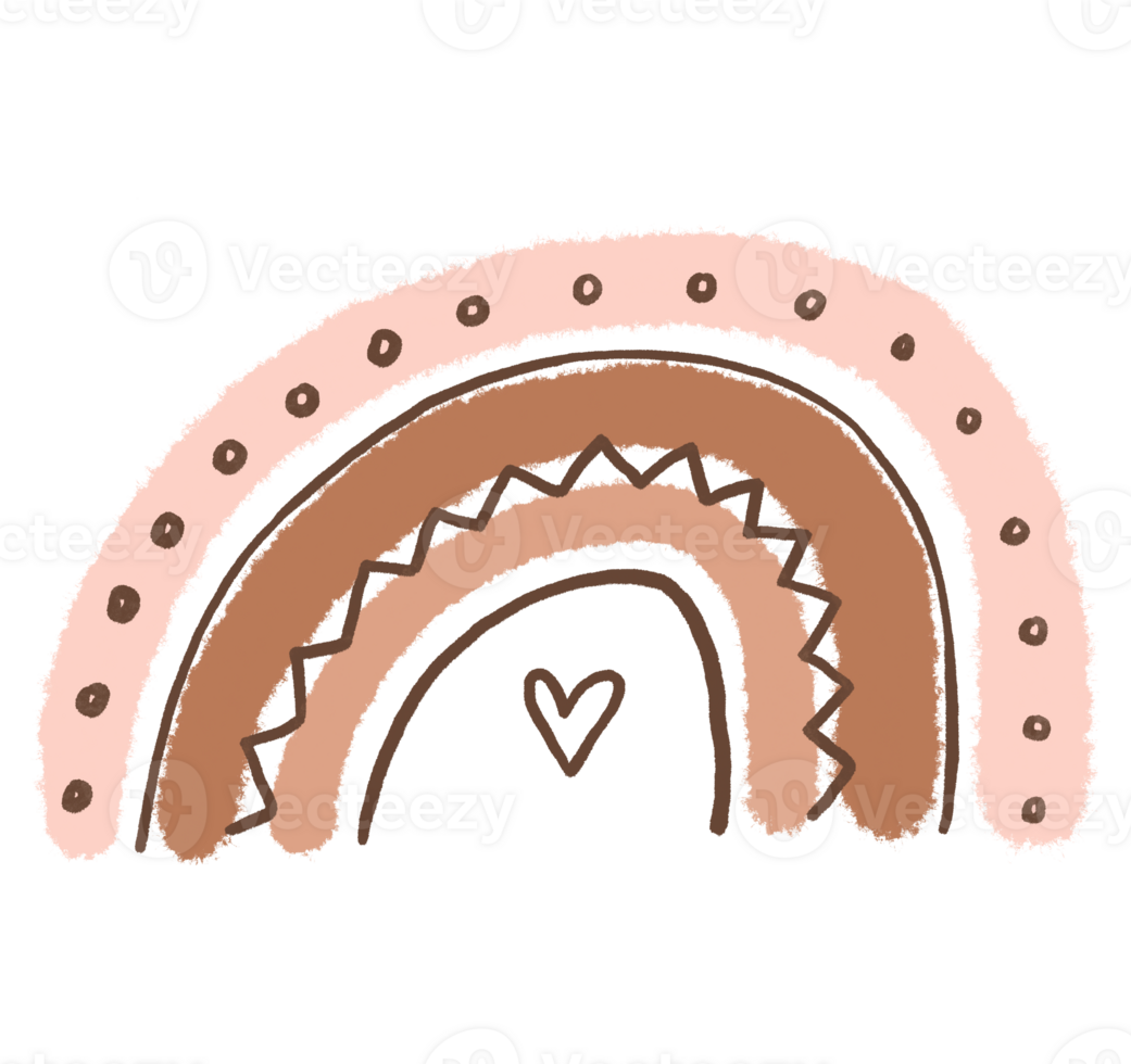 carino cartone animato arcobaleni. semplice disegno nel scandinavo stile. mano disegnato illustrazione su isolato sfondo png