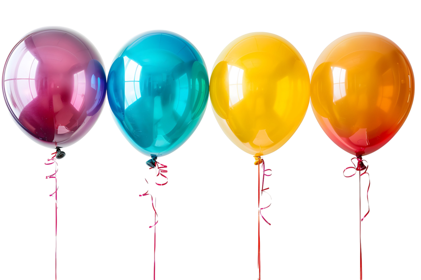 Collection set of colorful balloons on transparent background png