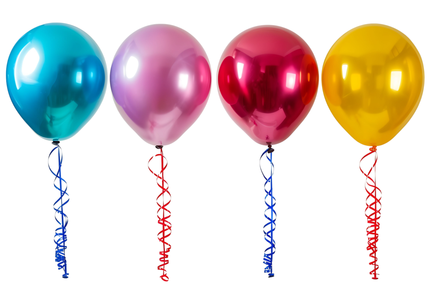 Collection set of colorful balloons on transparent background png