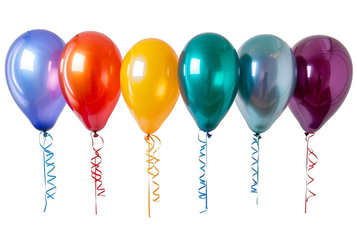 Collection set of colorful balloons on transparent background png