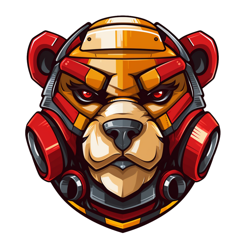 Lion robot head cartoon mascot png