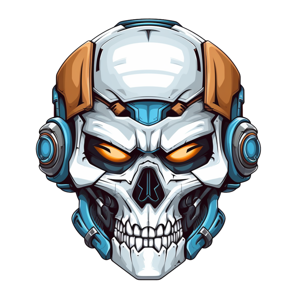 cartoon scary robot skull head png