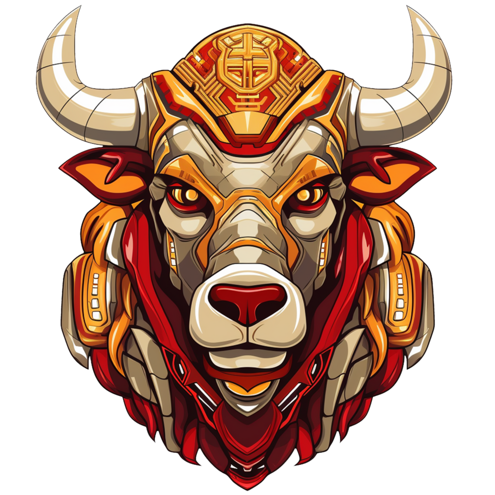 cartoon bull fighting robot head png