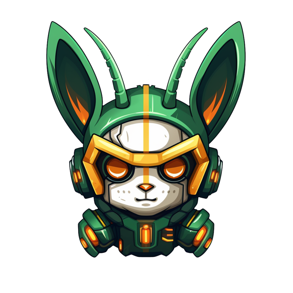 robot rabbit head cartoon mascot S png