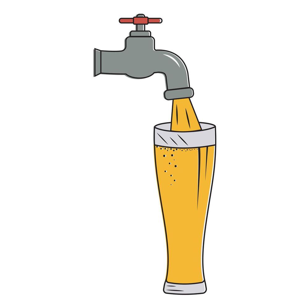 Beer tap line icon, oktoberfest and alcohol, beer tap icon, beer bottling graphics vector