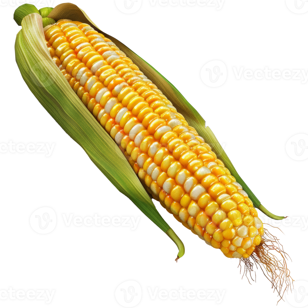 Realistic raw corn, transparent background png