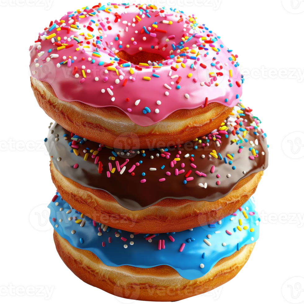 hell farbig Donuts, auf ein transparent Hintergrund png