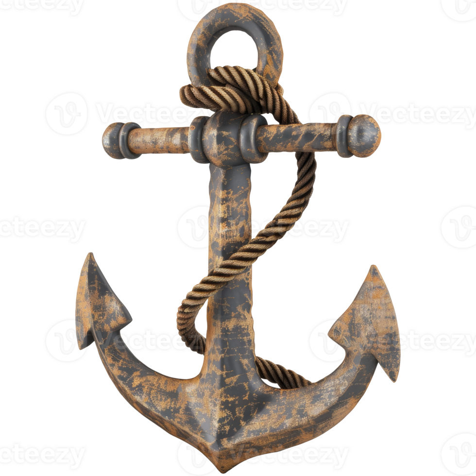 Sea anchor, 3d element, transparent background png