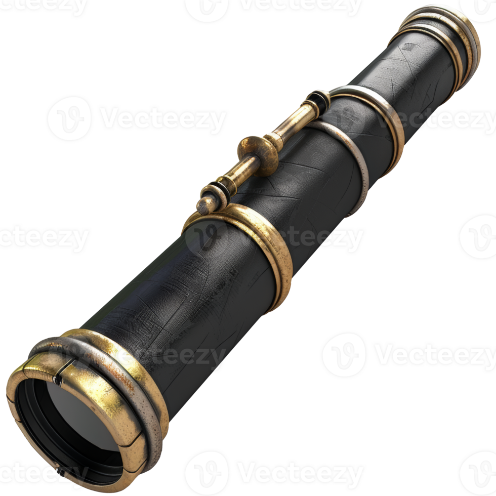 Pirate Portable Telescope, 3d elements, transparent background png