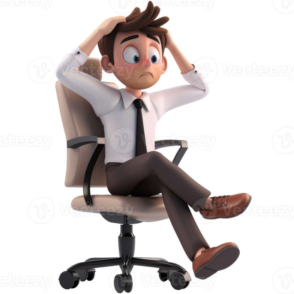 Dizzy office man, 3d element, transparent background png