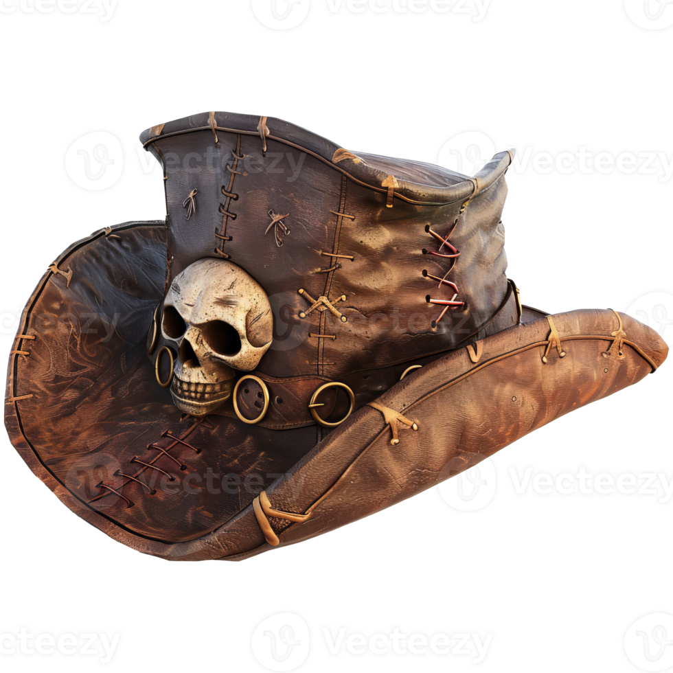 Pirate hat with skull symbol, 3d element, transparent background png