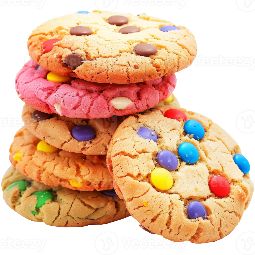 Cookies with bright colored toppings, with a transparent background png