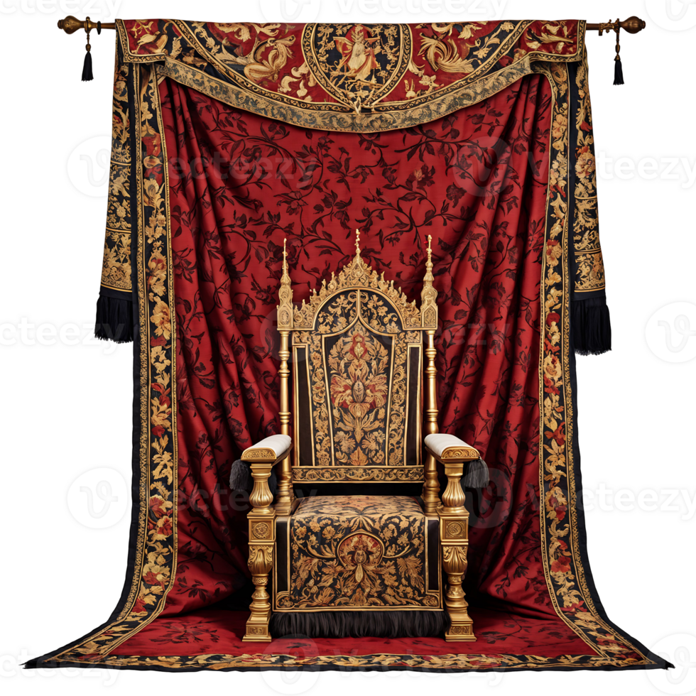 Luxury Throne Room Tapestry Isolated on Transparent Background png