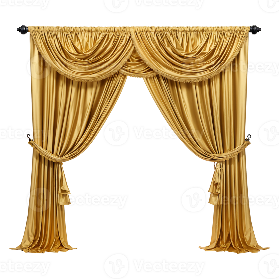 Gold Curtains Isolated on Transparent Background png
