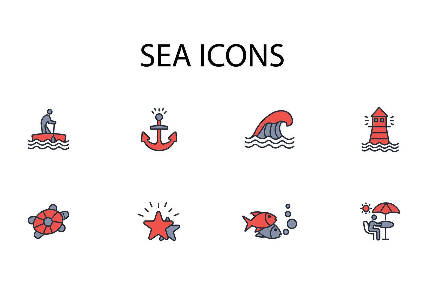 Sea icon. .Editable stroke.linear style sign for use web design,logo.Symbol illustration. vector