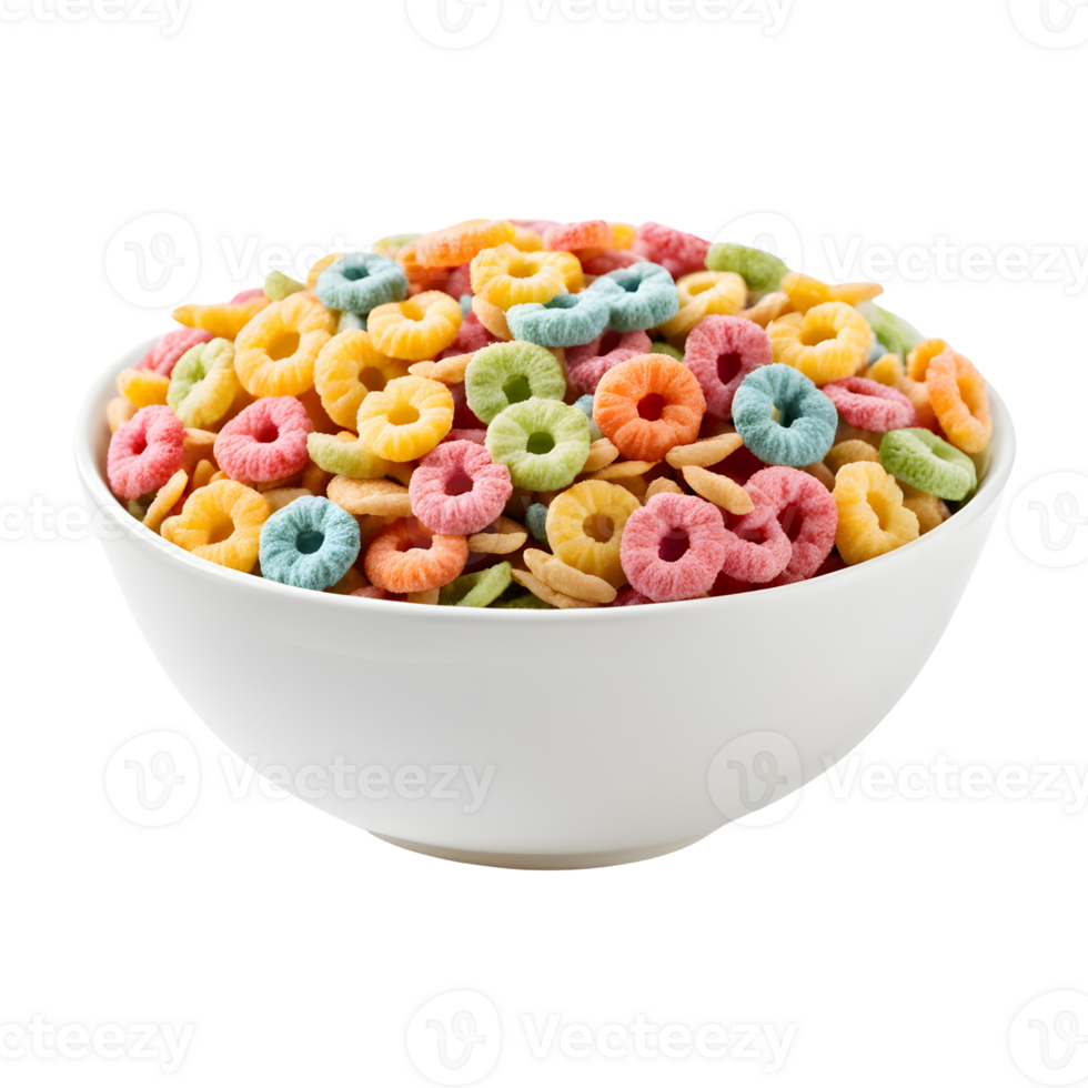 Bowl Of Colorful Cereal Isolated on Transparent Background png