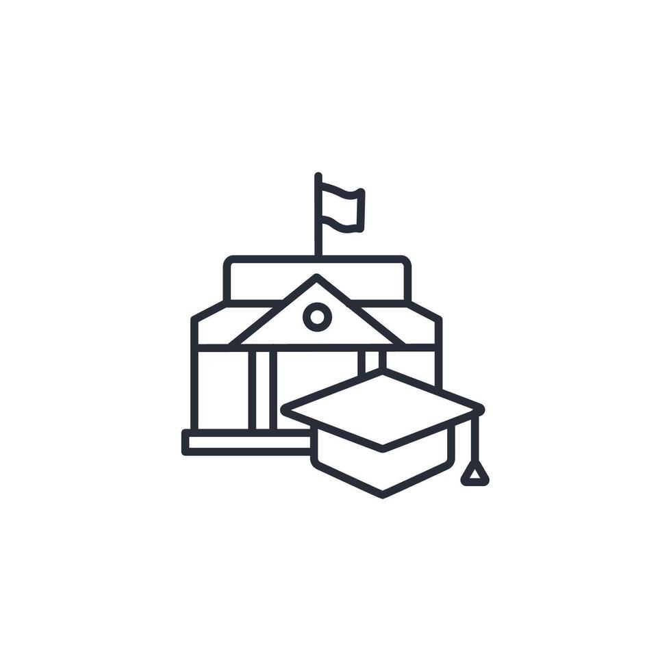 University icon. .Editable stroke.linear style sign for use web design,logo.Symbol illustration. vector