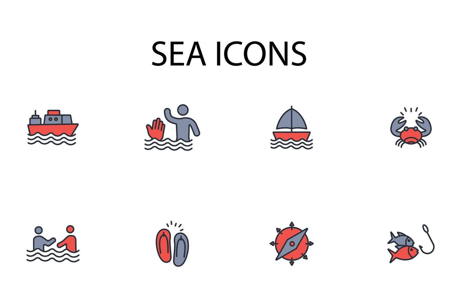 Sea icon. .Editable stroke.linear style sign for use web design,logo.Symbol illustration. vector