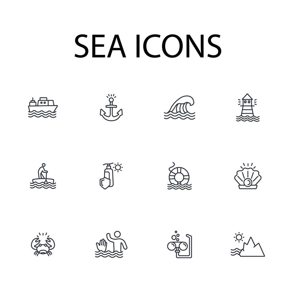 Sea icon. .Editable stroke.linear style sign for use web design,logo.Symbol illustration. vector