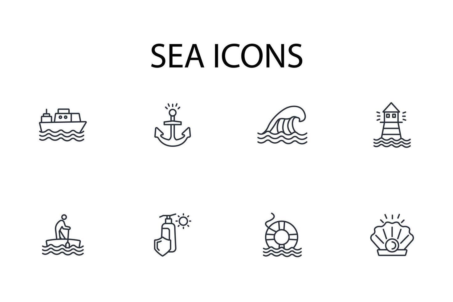 Sea icon. .Editable stroke.linear style sign for use web design,logo.Symbol illustration. vector