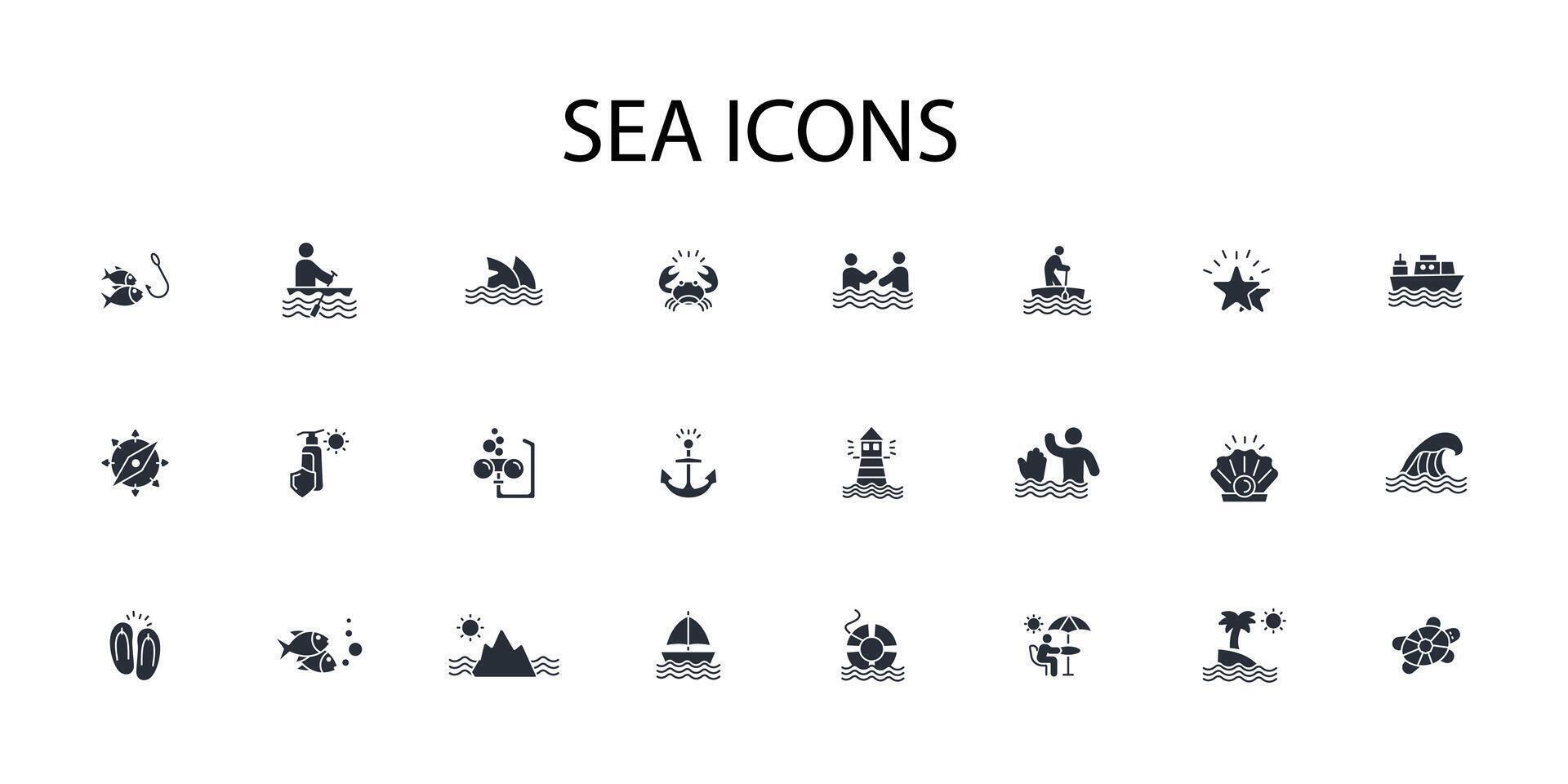 Sea icon. .Editable stroke.linear style sign for use web design,logo.Symbol illustration. vector