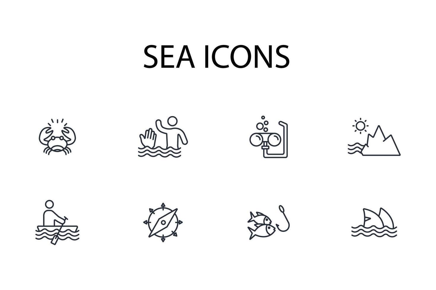 Sea icon. .Editable stroke.linear style sign for use web design,logo.Symbol illustration. vector