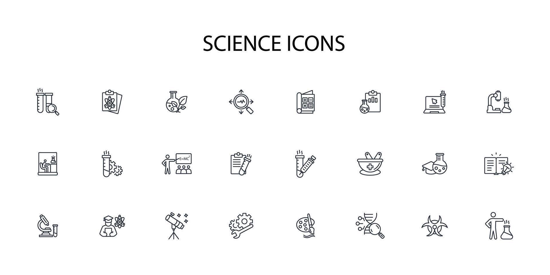 science icon set..Editable stroke.linear style sign for use web design,logo.Symbol illustration. vector