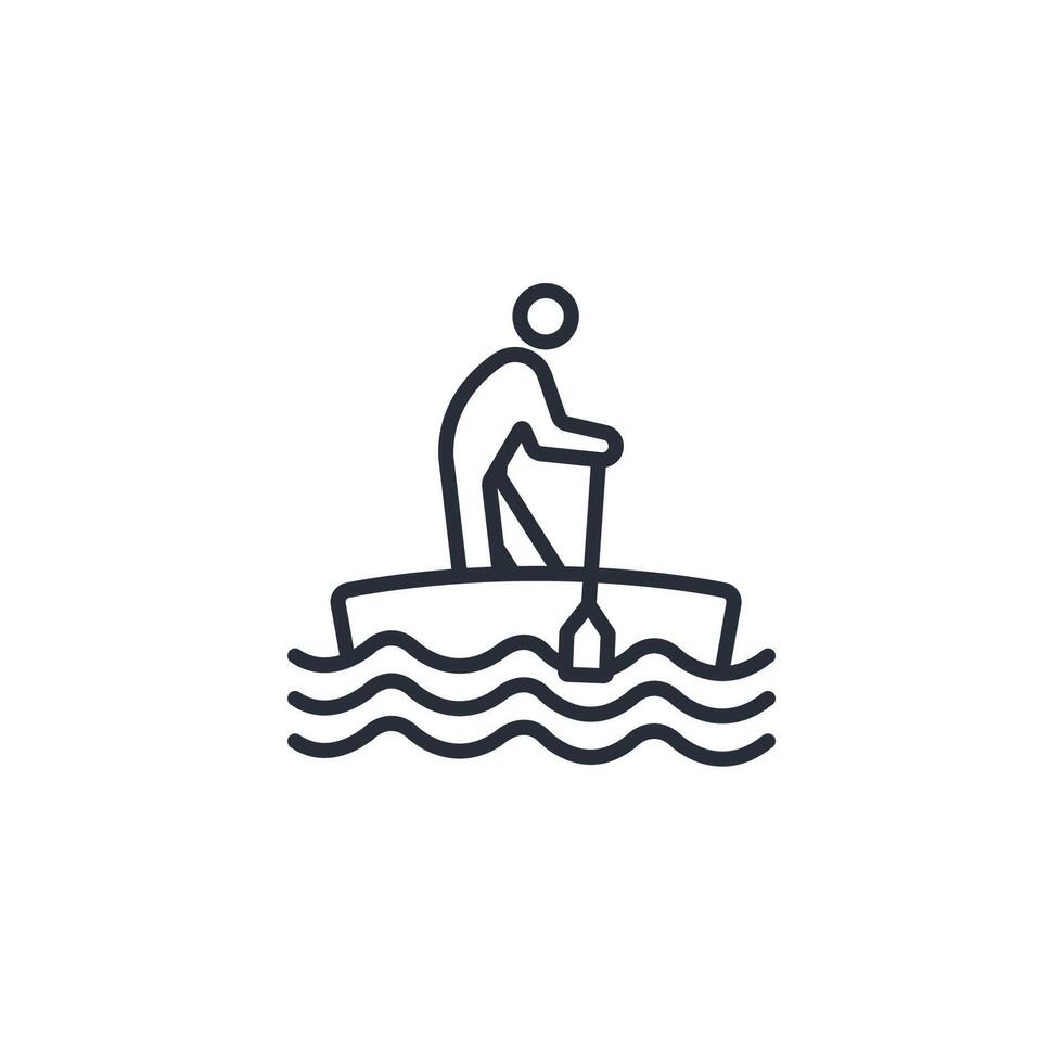 paddle canoe icon. .Editable stroke.linear style sign for use web design,logo.Symbol illustration. vector